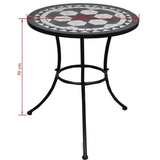 Set bistro, set masa si scaune, 2 scaune, mozaic, cadru de fier, pliabile, pentru interior/exterior, terasa/gradina, alb negru - BUZ.RO