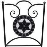 Set bistro, set masa si scaune, 2 scaune, mozaic, cadru de fier, pliabile, pentru interior/exterior, terasa/gradina, alb negru - BUZ.RO