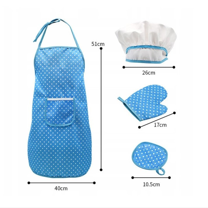 Set bucatarie copii roz cu sort, palarie,sucitor si alte accesorii , 11 piese blue
