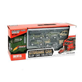 Set camion trailer de jucarie pentru transport , 7 piese, ambulanta, pompieri, , interactiva , red - BUZ.RO