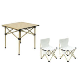 Set camping cu masa si 2 scaune pliabile, cu geanta de transport, aluminiu, aurie, 53x51x50 cm - BUZ.RO