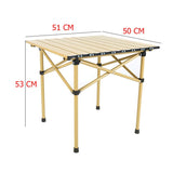 Set camping cu masa si 2 scaune pliabile, cu geanta de transport, aluminiu, aurie, 53x51x50 cm - BUZ.RO