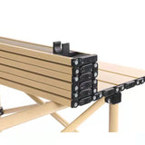 Set camping cu masa si 2 scaune pliabile, cu geanta de transport, aluminiu, aurie, 53x51x50 cm