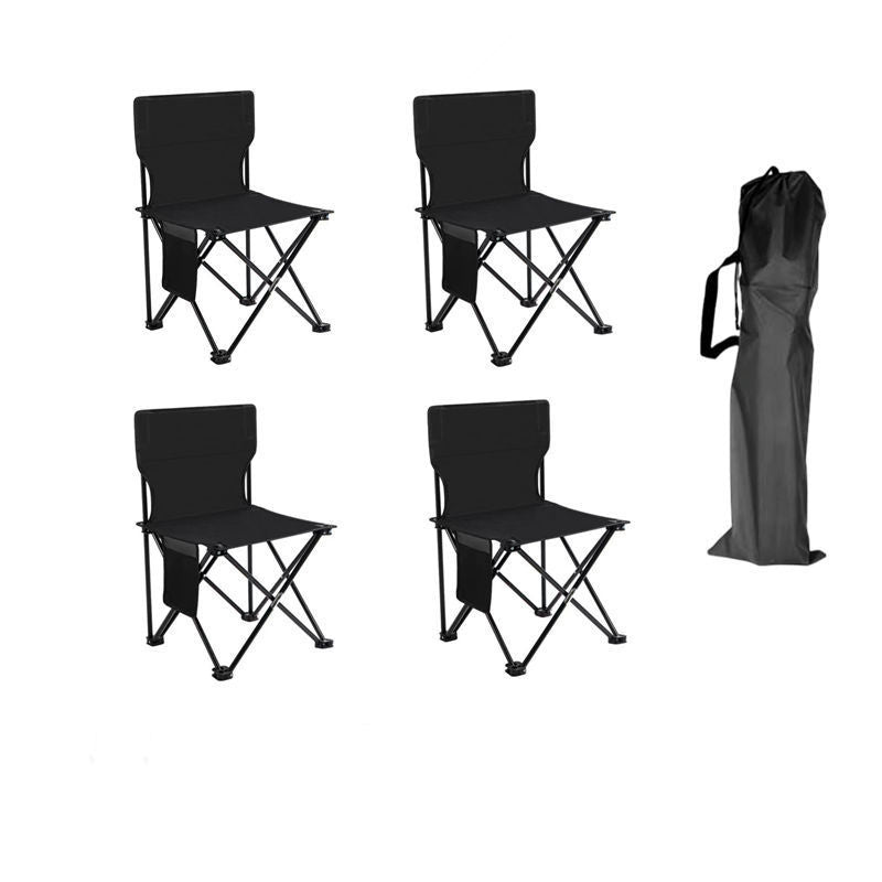 Set camping cu masa si 4 scaune pliabile, cu geanta de transport, aluminiu, negru, 95x52x50 cm