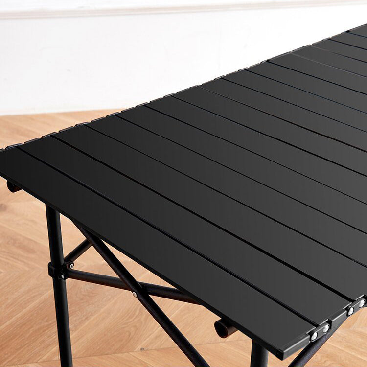 Set camping cu masa si 4 scaune pliabile, cu geanta de transport, aluminiu, negru, 95x52x50 cm
