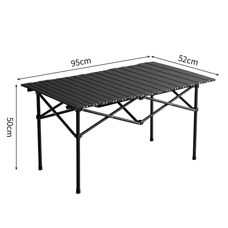 Set camping cu masa si 4 scaune pliabile, cu geanta de transport, aluminiu, negru, 95x52x50 cm