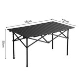 Set camping cu masa si 4 scaune pliabile, cu geanta de transport, aluminiu, negru, 95x52x50 cm
