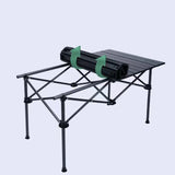 Set camping cu masa si 4 scaune pliabile, cu geanta de transport, aluminiu, negru, 95x52x50 cm