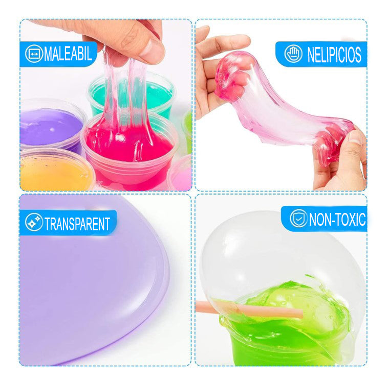 Set creativ slime cu 24 culori si 120 accesorii, sigure si non-toxice