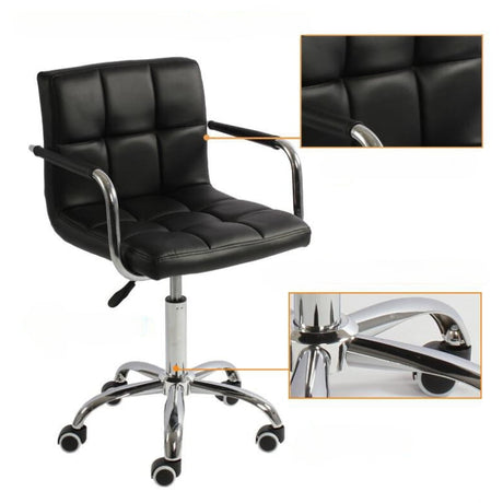 Set de 2 scaune birou, cu roti, inaltime reglabila intre 43 - 53 cm,103x42cm, negru - BUZ.RO