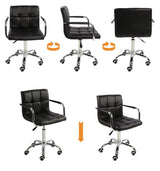 Set de 2 scaune birou, cu roti, inaltime reglabila intre 43 - 53 cm,103x42cm, negru - BUZ.RO