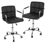 Set de 2 scaune birou, cu roti, inaltime reglabila intre 43 - 53 cm,103x42cm, negru - BUZ.RO