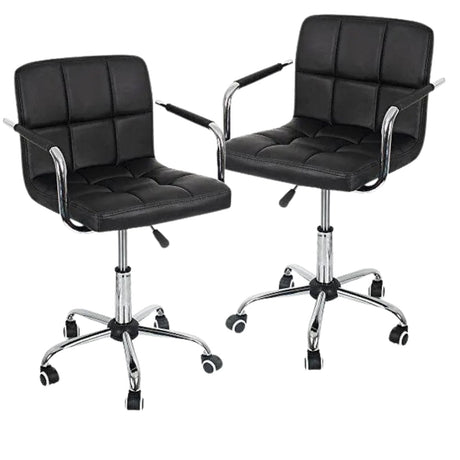 Set de 2 scaune birou, cu roti, inaltime reglabila intre 43 - 53 cm,103x42cm, negru - BUZ.RO