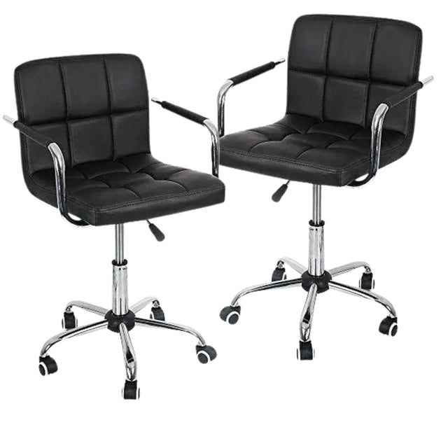 Set de 2 scaune birou, cu roti, inaltime reglabila intre 43 - 53 cm,103x42cm, negru - BUZ.RO