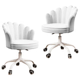 Set de 2 scaune de birou, modern, din catifea, elegant, ergonomic, rotativ, inaltime reglabila intre 37-47 cm, alb, buz