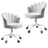 Set 2 scaune birou, modern, din catifea, elegant, ergonomic, rotativ, inaltime reglabila intre 74-84 cm, gri