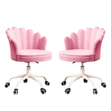 Set 2 scaune birou, modern, din catifea, elegant, ergonomic, rotativ, inaltime reglabila intre 74-84 cm, roz