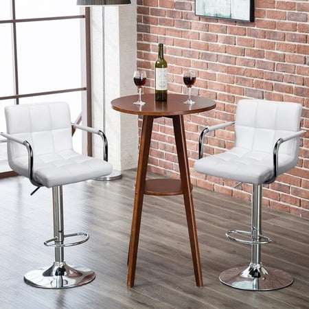 Set 2 scaune, salon, bar, inaltime reglabila, 64-84 cm, 116x43cm, hidraulic, albe
