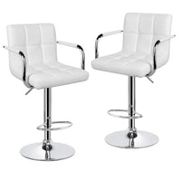 Set 2 scaune, salon, bar, inaltime reglabila, 64-84 cm, 116x43cm, hidraulic, albe