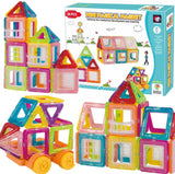 Set de constructie magnetica, educativ si creativ, magnetic construction blocks cu 56 piese