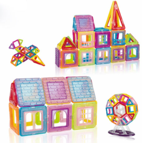 Set de constructie magnetica, educativ si creativ, magnetic construction blocks cu 56 piese