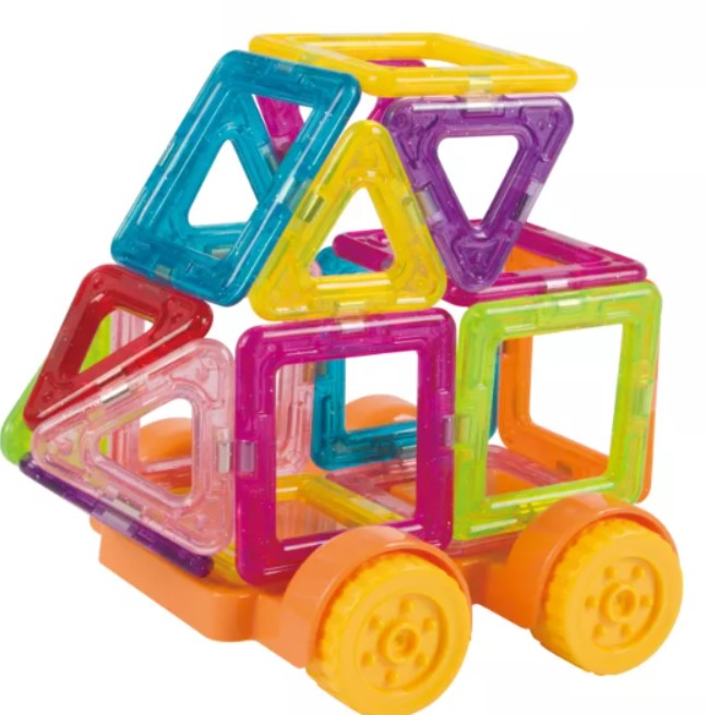 Set de constructie magnetica, educativ si creativ, magnetic construction blocks cu 56 piese
