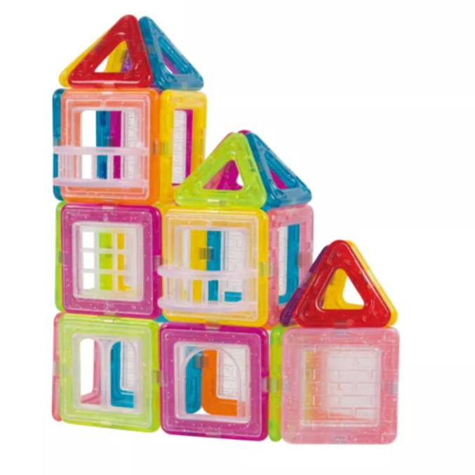Set de constructie magnetica, educativ si creativ, magnetic construction blocks cu 56 piese