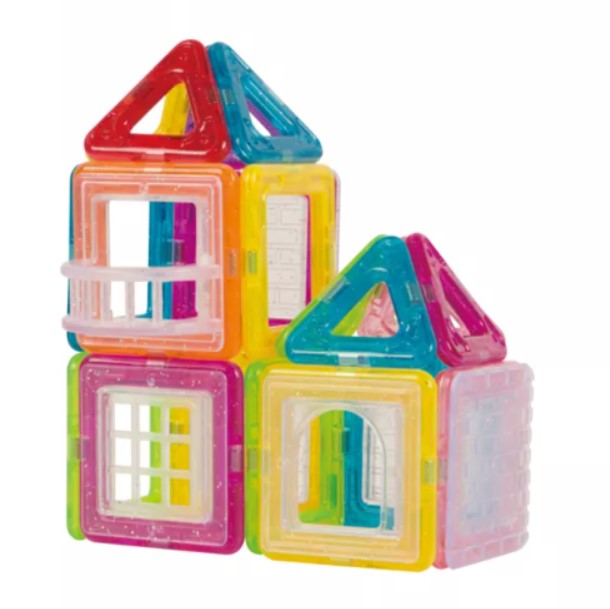 Set de constructie magnetica, educativ si creativ, magnetic construction blocks cu 56 piese