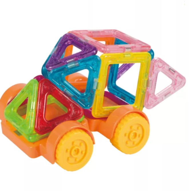 Set de constructie magnetica, educativ si creativ, magnetic construction blocks cu 56 piese