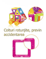 Set de constructie magnetica, educativ si creativ, magnetic construction blocks cu 56 piese