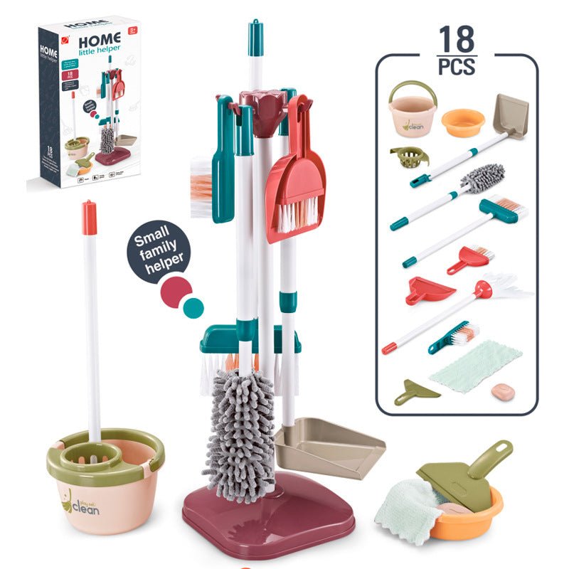 Set de curatenie casa pentru copii cu galeata , mop si alte accesorii ,18 piese - BUZ.RO