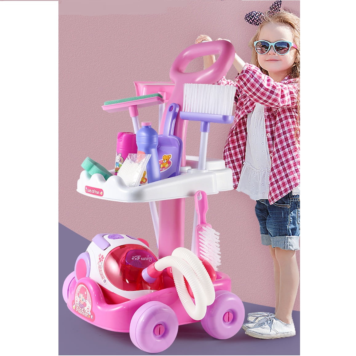 Set curatenie copii, educativ si interactiv, 12 piese, aspirator inclus, matura, faras, 51cmx29cmx27.5cm