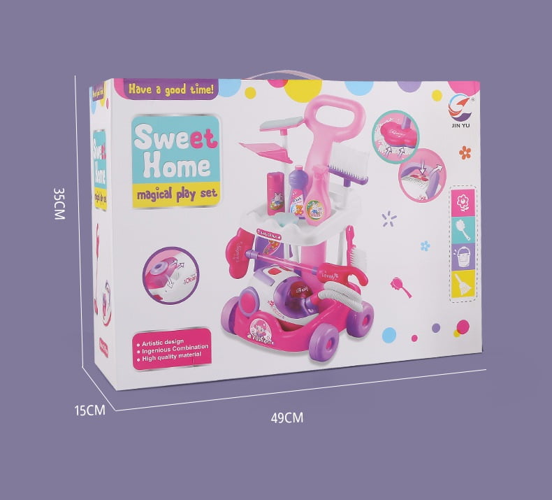 Set curatenie copii, educativ si interactiv, 12 piese, aspirator inclus, matura, faras, 51cmx29cmx27.5cm