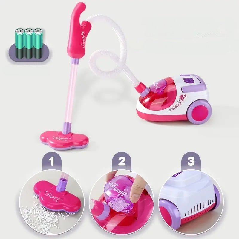 Set curatenie copii, educativ si interactiv, 12 piese, aspirator inclus, matura, faras, 51cmx29cmx27.5cm