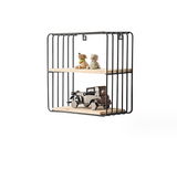 Set de etajere decorative, cu suport lemn, din metal, negru