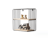 Set de etajere decorative, cu suport lemn, din metal, negru - BUZ.RO