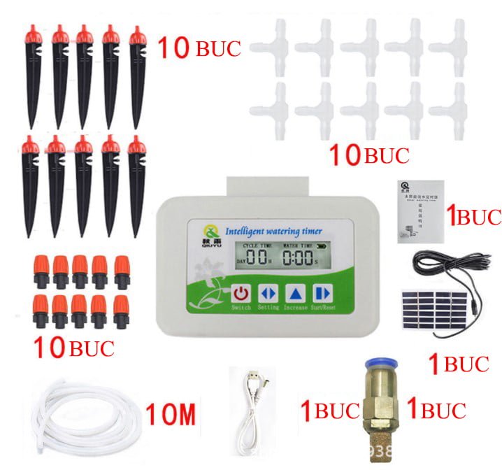 Set de irigare automat cu temporizatoare solar/inteligent, stropitoare irigatie - BUZ.RO