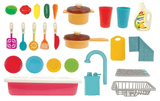 Set de joaca, chiuveta bucatarie, cu robinet, vase, ustensile, pentru copii - BUZ.RO