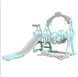 Set de joaca cu leagan detasabil ,tobogan si cos de baschet cu minge interior/exterior, roz roz - BUZ.RO