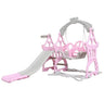 Set de joaca cu leagan detasabil ,tobogan si cos de baschet cu minge interior/exterior, roz roz - BUZ.RO