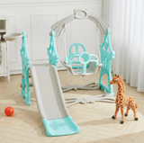 Set de joaca cu leagan detasabil ,tobogan si cos de baschet cu minge interior/exterior, roz roz - BUZ.RO