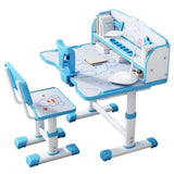 Set de masa si scaun pentru copii, ajustabile, cu lampa inclusa, compartimentat, de culoare albastru - BUZ.RO