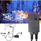 Set decoratiune ren cu sanie, pentru craciun, luminosi, pentru interior sau exterior 206 leduri, lumina alb rece