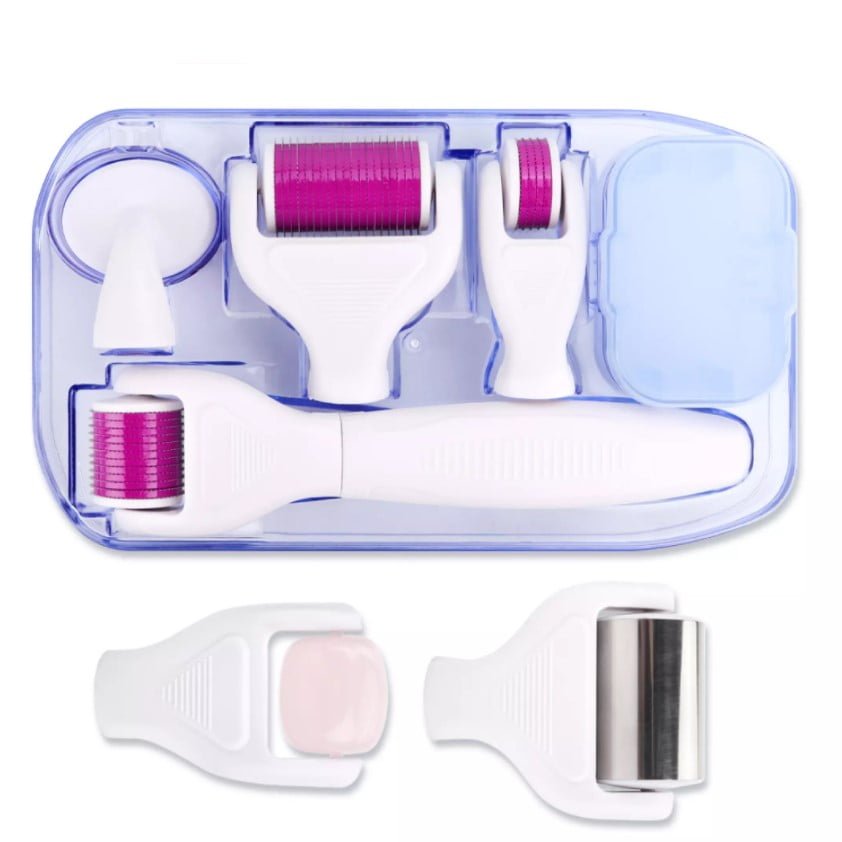 Set dermaroller 8 în 1 cu ace din titan și rolă de jad – tratament facial complet pentru regenerare, reducerea ridurilor, cicatricilor și revitalizarea pielii. - BUZ.RO