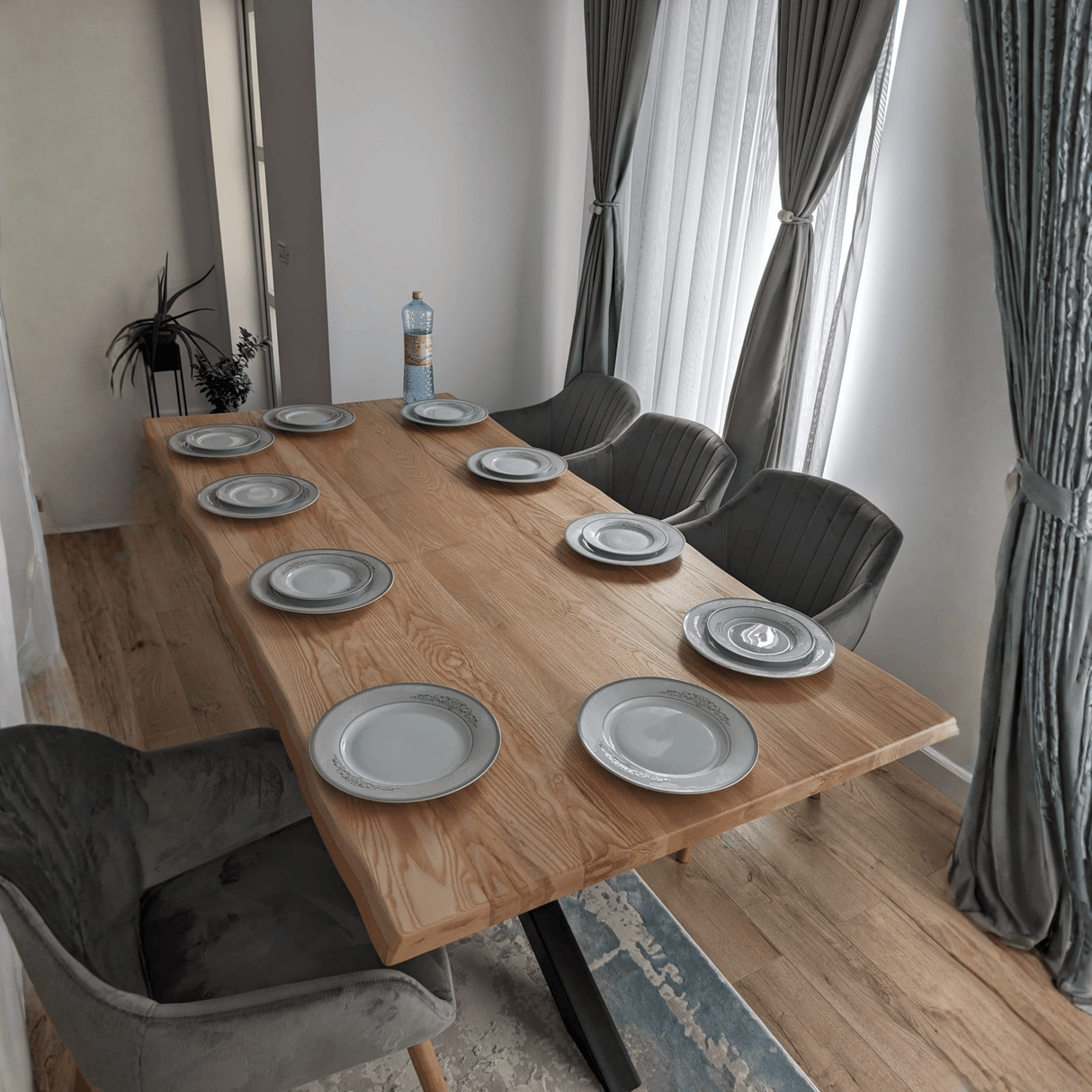 Set Dining | Masa Frasin Masiv | 200x100 cm | Confort Premium - BUZ.RO