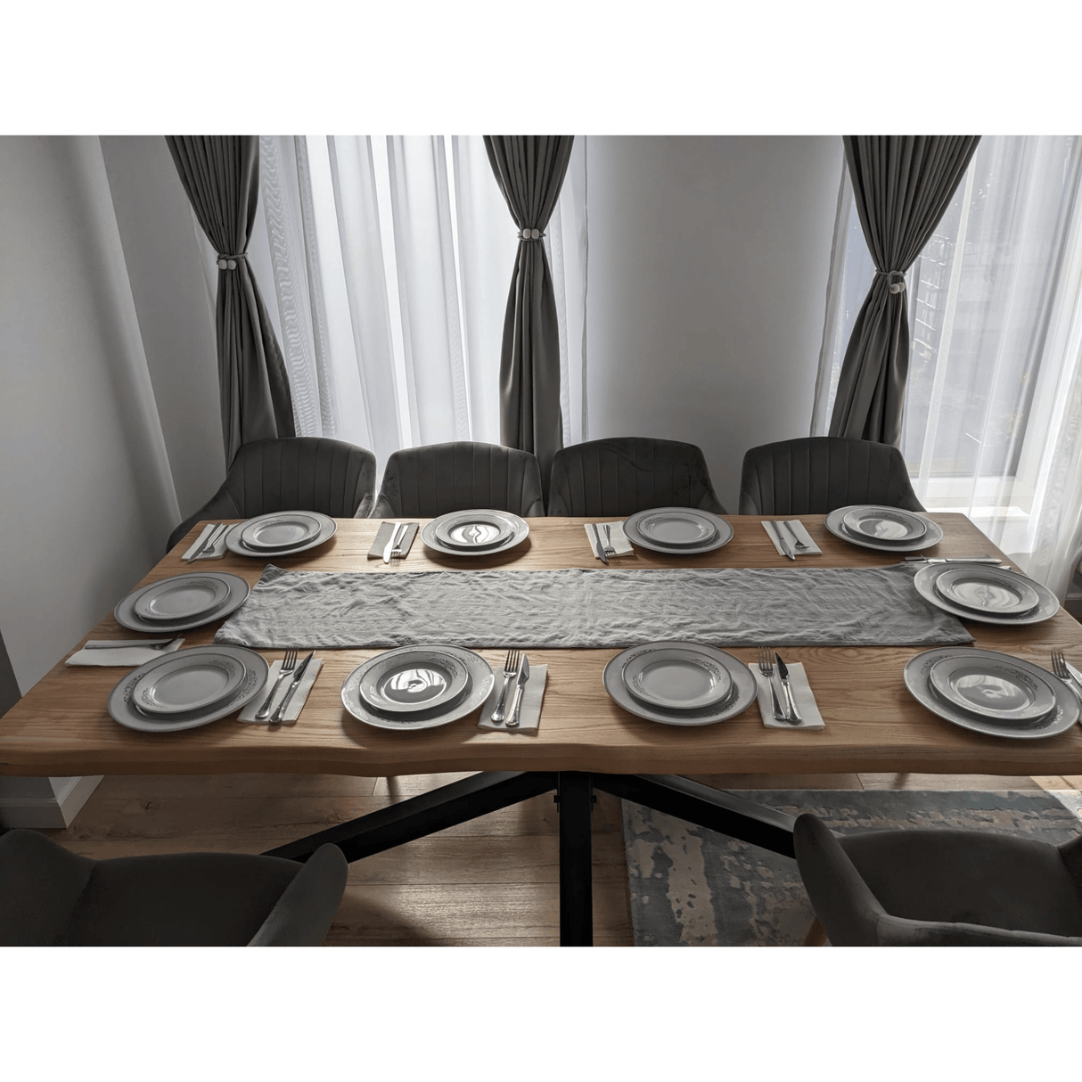 Set Dining | Masa Frasin Masiv | 200x100 cm | Confort Premium - BUZ.RO