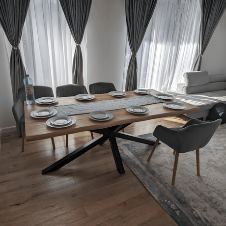 Set Dining | Masa Frasin Masiv | 200x100 cm | Confort Premium - BUZ.RO