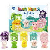 Set educativ, jocuri copii, montessori, ordonat si sortat, joc de-a v-ati ascunselea, cu animalutele de la ferma