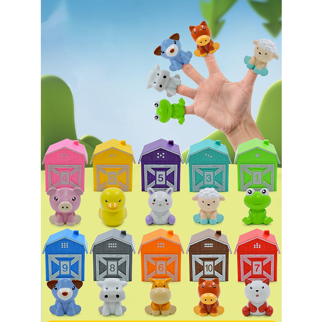 Set educativ, jocuri copii, montessori, ordonat si sortat, joc de-a v-ati ascunselea, cu animalutele de la ferma