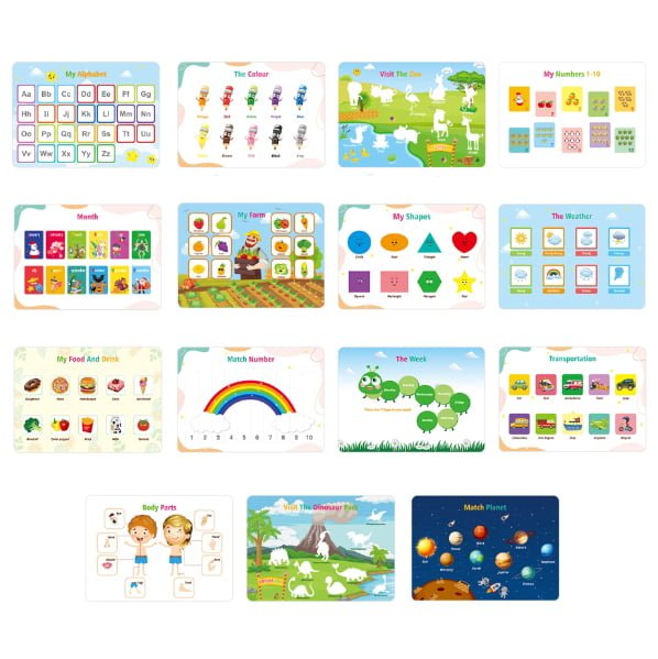 Set educativ Montessori, carte activitati prescolare, pentru copii, autocolante, markere, 3 ani+ - BUZ.RO